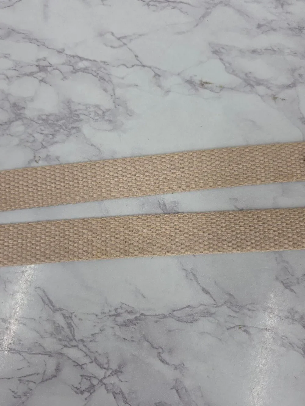 Vintage Cole Haan Men's Woven Cream Belt with Brown Leather Silver Tone Buckle